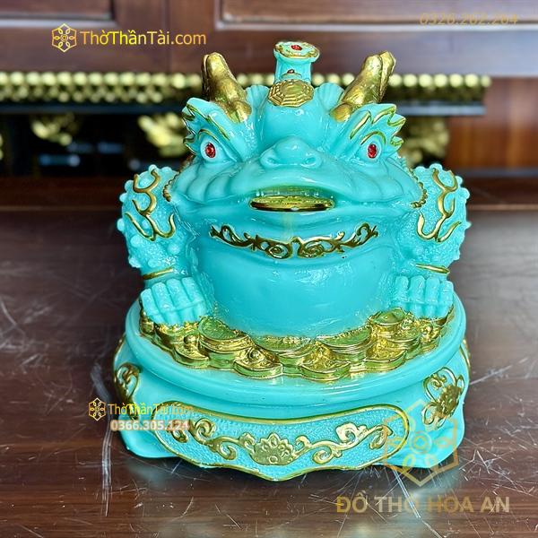 Cóc Thiềm Thừ Phong Thủy Đế Xoay Bột Đá Xanh Ngọc Bích