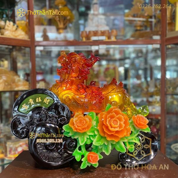 Tỳ Hưu Hoa Mẫu Đơn Vàng Mật Ong