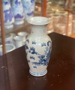 Lọ Hoa Lục Bình Men Rạn Vẽ Rồng Phượng