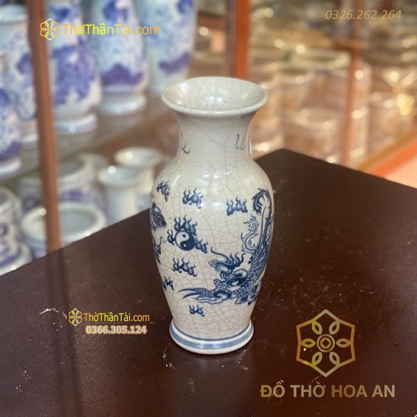 Lọ Hoa Lục Bình Men Rạn Vẽ Rồng Phượng