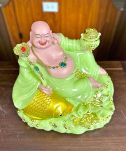 Tượng Phật Di Lặc Cá Bột Đá Xanh Ngọc