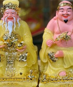 Tượng Thần Tài Thổ Địa Bột Đá Vuông Vàng