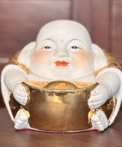Tượng Di Lặc Sứ Tay Dâng Thỏi Vàng