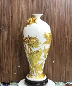 Mai Bình Sen Cá Men Màu Dát Vàng