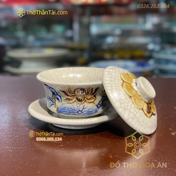 Bát Sâm/ Bát Nước Men Rạn Đắp Nổi