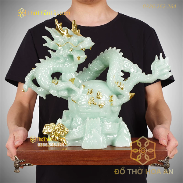 Tượng Rồng Đá Cuộn Long Châu