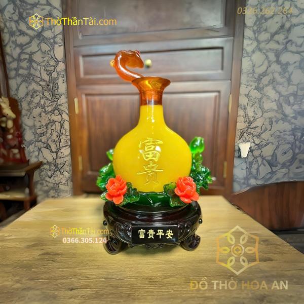 Bình Hút Tài Lộc Như Ý Hoa Mẫu Đơn Màu Vàng