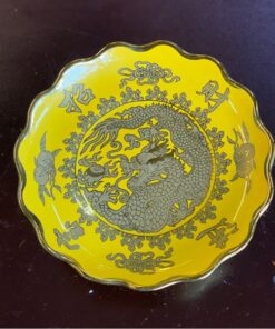 Mâm Bồng Thờ Sứ Men Vàng Kim Sa