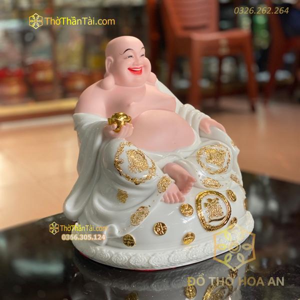 Tượng Di Lặc Tụ Bảo Bột Đá Trắng