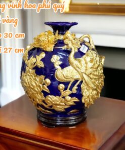 Bình Hút Lộc Công Đào Phú Quý Men Màu Dát Vàng