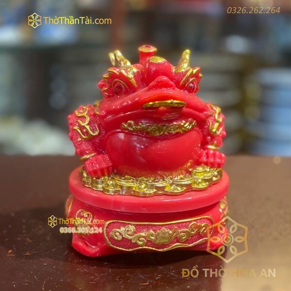 Cóc Thiềm Thừ Phong Thủy Đế Xoay Bột Đá Đỏ