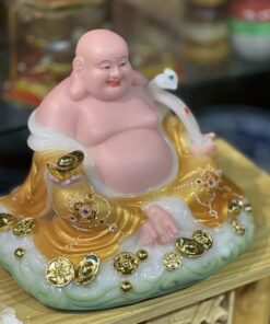 Phật Di Lặc Tròn Bột Đá Vàng Cam