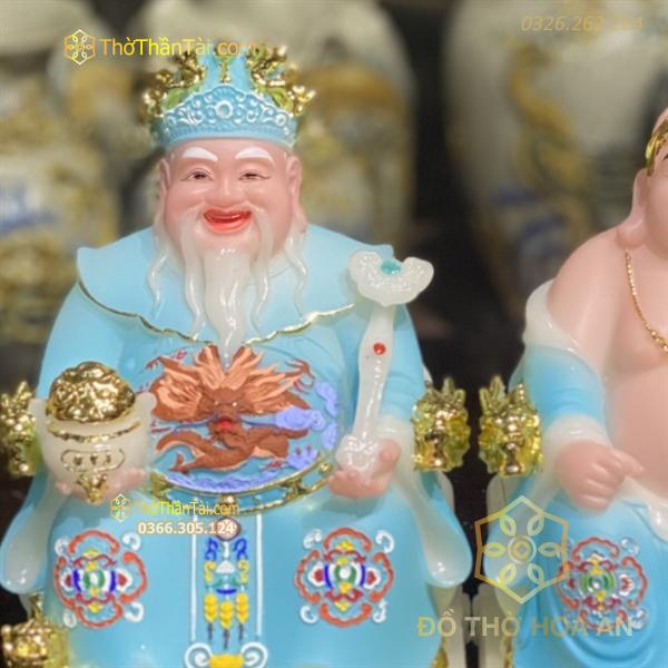 Tượng Thần Tài Thổ Địa Bột Đá Phú Quý Rồng Xanh Dương