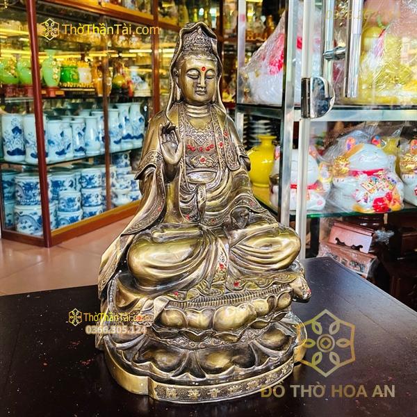 Tượng Phật Bà Quan Âm Tọa Sen Đồng Hun