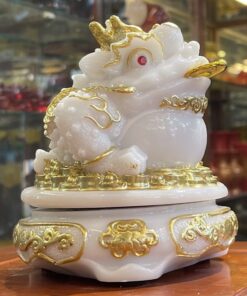 Cóc Thiềm Thừ Phong Thủy Đế Xoay Bột Đá Trắng
