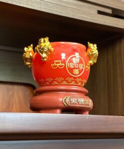 Bồn Tụ Bảo Chiêu Tài Bột Đá Đỏ