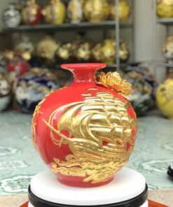 Bình Hút Lộc Thuận Buồm Xuôi Gió Men Dát Vàng