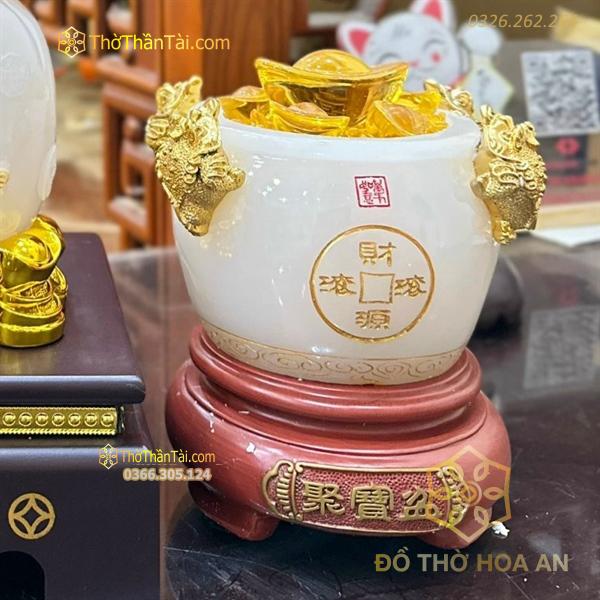Bồn Tụ Bảo Chiêu Tài Đá Trắng