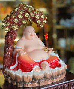 Tượng Phật Di Lặc Ngồi Cây Tiền Áo Đỏ
