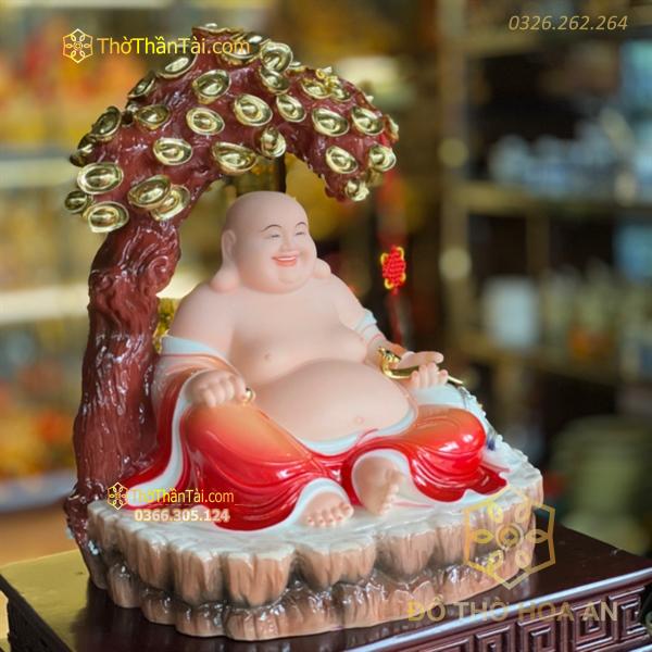 Tượng Phật Di Lặc Ngồi Cây Tiền Áo Đỏ