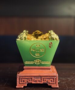 Bồn Tụ Bảo Chiêu Tài Vuông Bột Đá Xanh