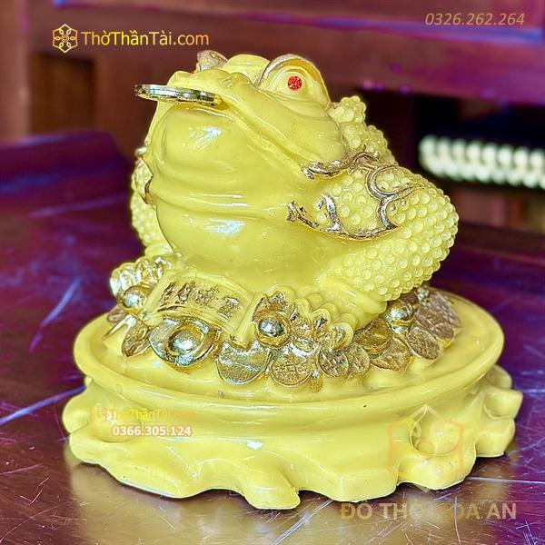 Cóc Thiềm Thừ Phong Thủy Đế Tròn Bột Đá Vàng
