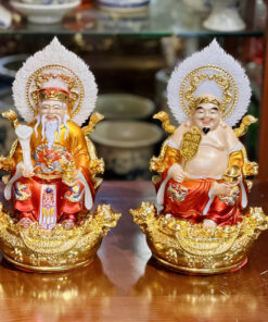 Tượng Thần Tài Thổ Địa Hiệu Ứng Đồng Gấm Đỏ