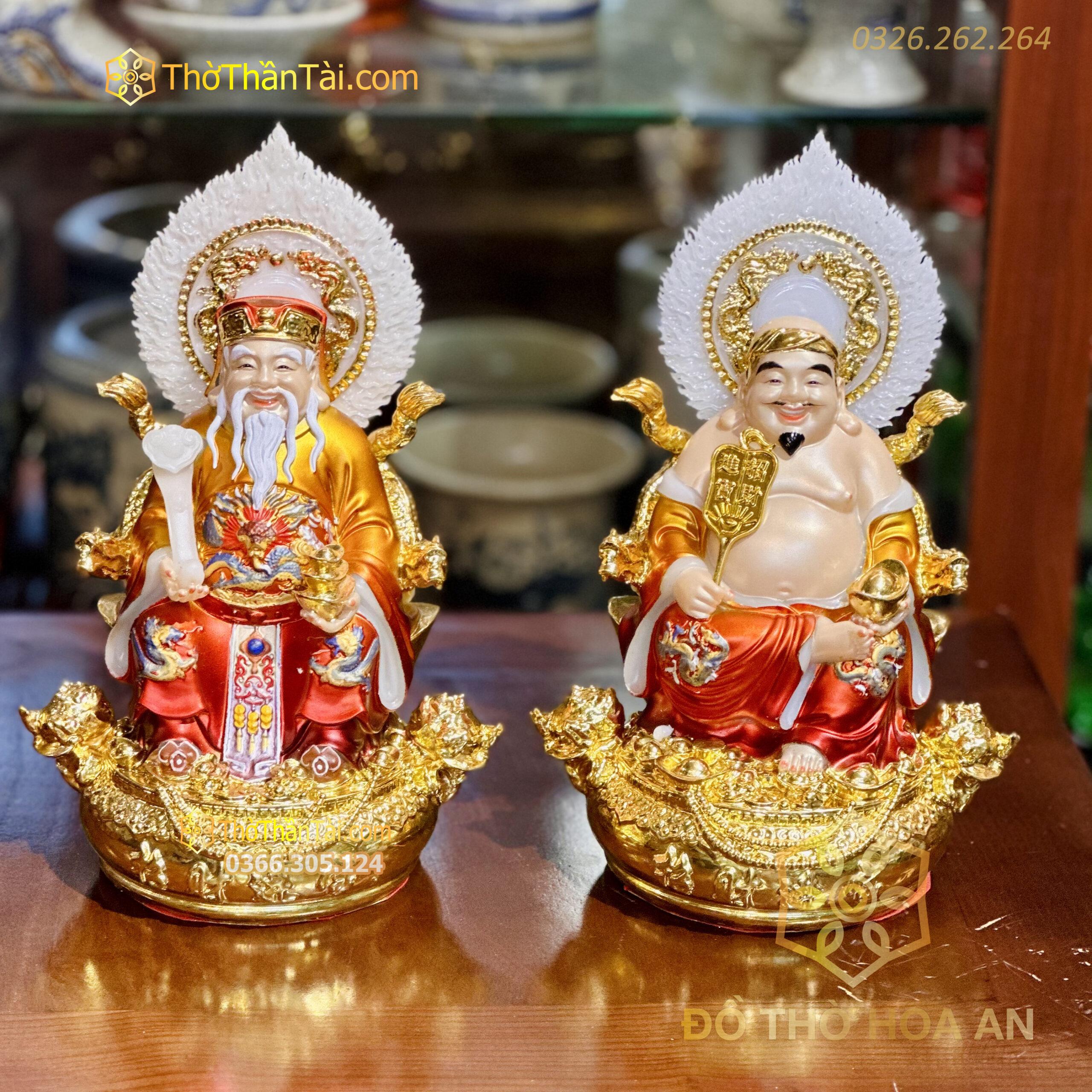 Tượng Thần Tài Thổ Địa Hiệu Ứng Đồng Gấm Đỏ