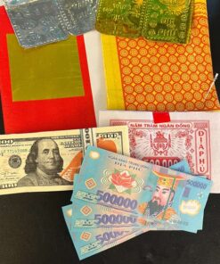 Bộ vàng mã cúng Thần Tài gồm giấy tiền địa phủ, đô la âm phủ và giấy cúng nhiều màu