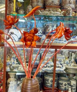 Cành Hoa Sen Gỗ Mít Màu Cánh Gián