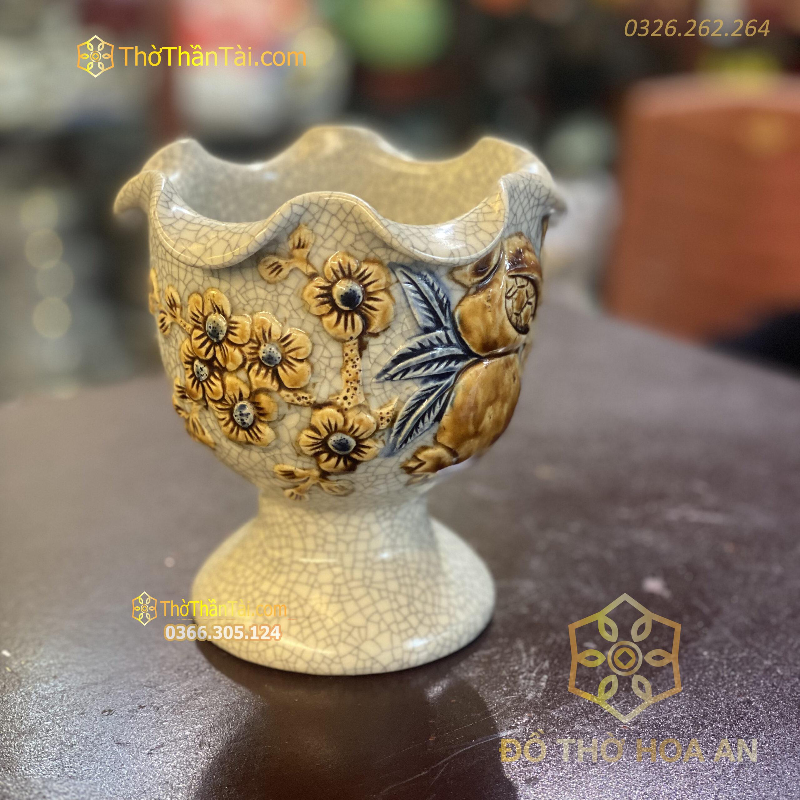Ly Đựng Phật Thủ Men Rạn Cao Cấp