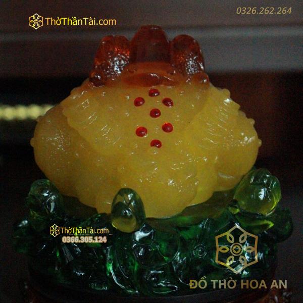 Cóc Thiềm Thừ Phong Thuỷ Xoay Đế Gỗ Hồ Lô Vàng Mật Ong