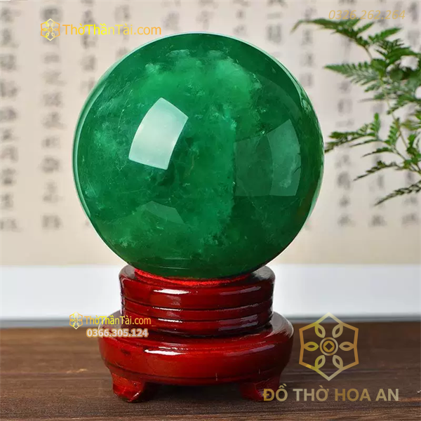 Quả Cầu Đá Phong Thủy Thạch Anh Xanh