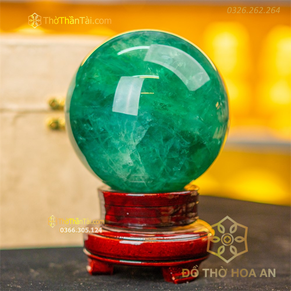 Quả Cầu Đá Phong Thủy Thạch Anh Xanh