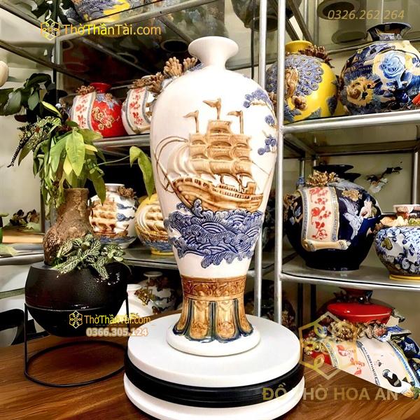 Mai Bình Thuận Buồm Xuôi Gió Men Màu Đắp Nổi