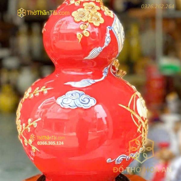 Hồ Lô Hút Lộc Chữ Lộc Thuận Buồm Xuôi Gió Đỏ Đắp Nổi