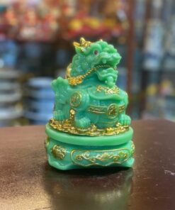 Tỳ Hưu Phong Thủy Đế Xoay Bột Đá Xanh Lục