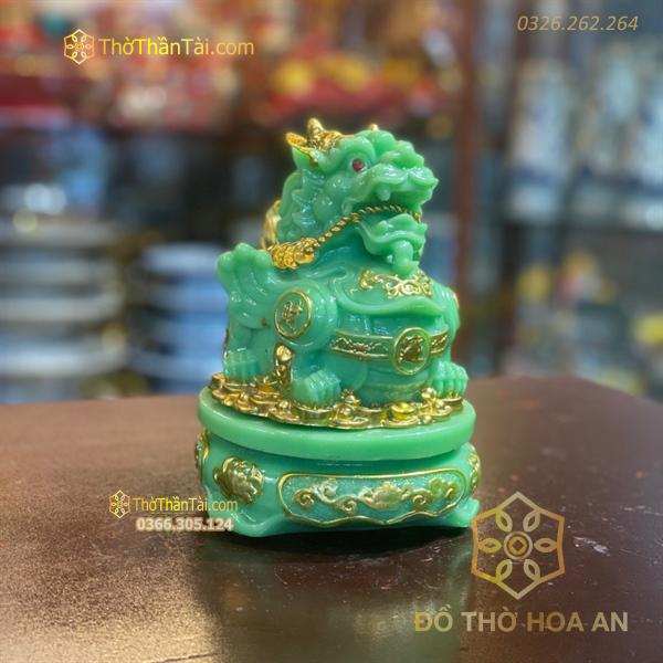 Tỳ Hưu Phong Thủy Đế Xoay Bột Đá Xanh Lục
