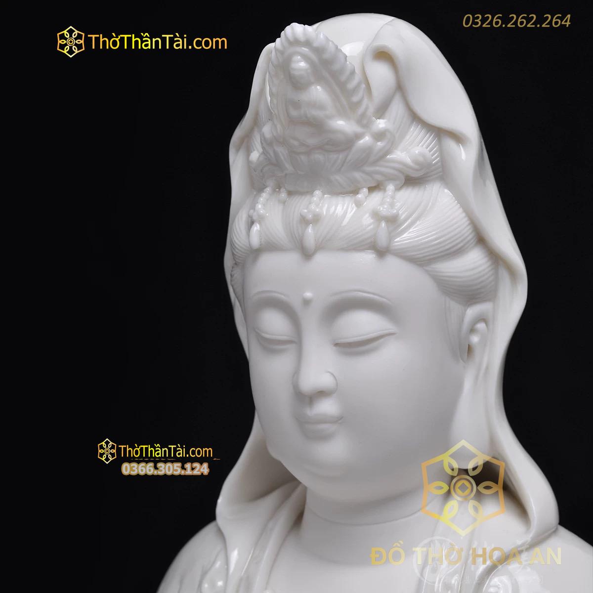 Tượng Phật Bà Quan Âm Đá Bạch Ngọc