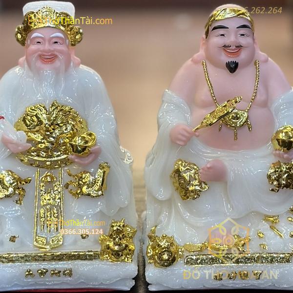Tượng Thần Tài Thổ Địa Bột Đá Vuông Trắng