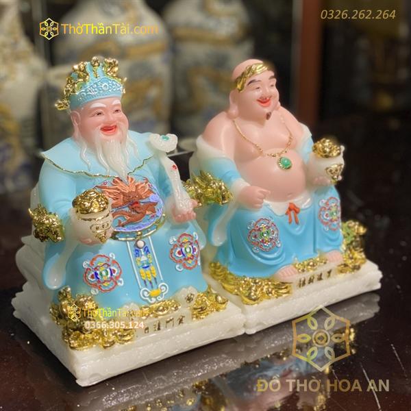 Tượng Thần Tài Thổ Địa Bột Đá Phú Quý Rồng Xanh Dương