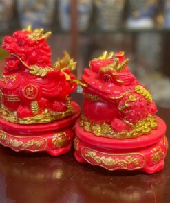 Cặp Cóc Thiềm Thừ & Tỳ Hưu Phong Thủy Đế Xoay Bột Đá Đỏ