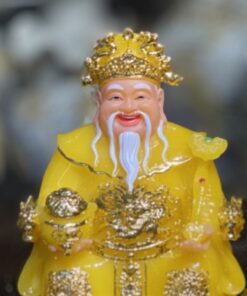 Tượng Thần Tài Thổ Địa Bột Đá Phú Quý Rồng Vàng Thạch Anh