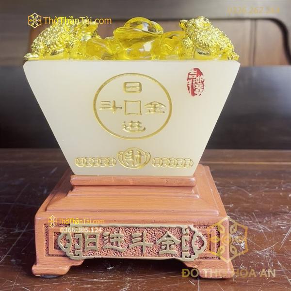 Bồn Tụ Bảo Chiêu Tài Vuông Đá Trắng