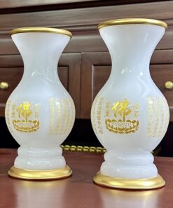 Lọ Hoa Lưu Ly Trắng Bọc Đồng
