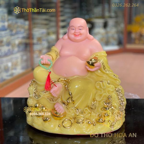 Tượng Di Lặc Kim Tiền Bột Đá Vàng