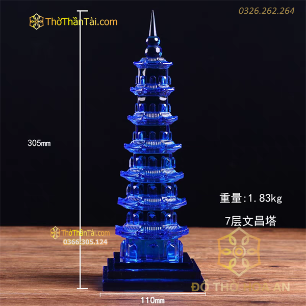 Tháp Văn Xương Pha Lê Xanh Dương