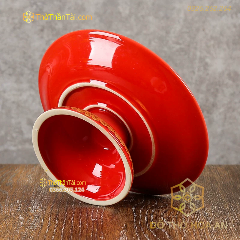 Mâm Bồng Thờ Sứ Gấm Đỏ