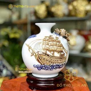 Bình Hút Lộc Thuận Buồm Xuôi Gió Đắp Nổi Mang Lại May Mắn Thu Hút Tài Lộc Trang Trí Nhà Cửa Phòng Làm Việc