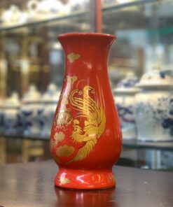 Lọ Hoa Sứ Men Đỏ Bát Tràng